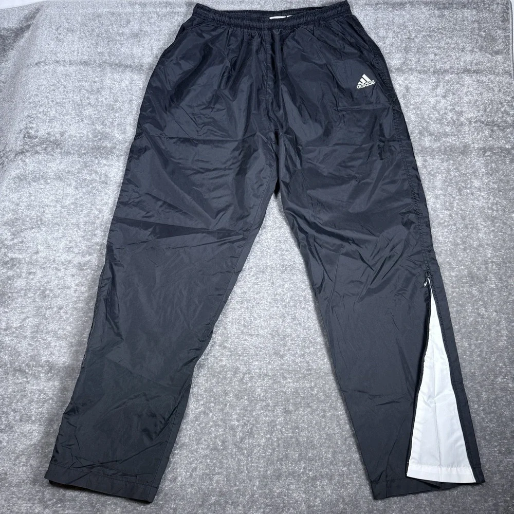 Vintage‎ Adidas Parachute Track Pants Men's  XL Black Ankle Zip Y2K 90s